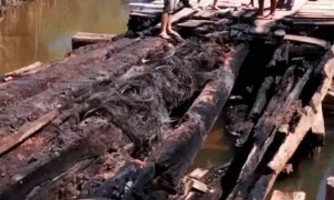 Ponte  é incendiada em comunidade rural de Reserva do Cabaçal e ato pode ser criminoso