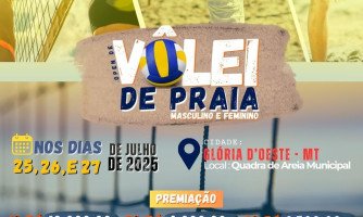 Open de Vôlei de Praia irá agitar Glória d’Oeste entre os dias 25 e 27 de julho