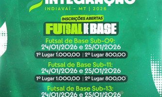Indiavaí abre inscrições para torneio de Futsal de Base com premiação em dinheiro