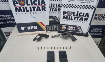 PM apreende armas de fogo e localiza suspeitos que cometeriam homicídio em Cáceres