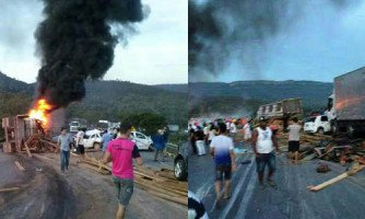 Carreta sem freio provoca acidente na Serra do Mangaval. Três mortes e mais de 20 pessoas feridas