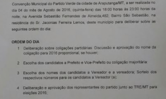 Edital de Convocação da Convenção Partido Verde (PV)