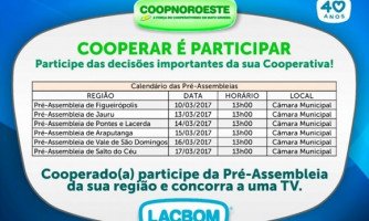 Coopnoroeste realizará de 10 à 17 de março as Pré-Assembleias